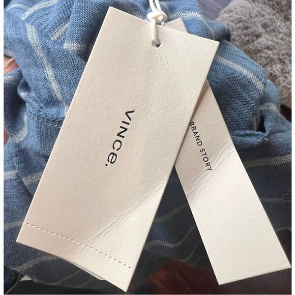 Vince Long Sleeve Blue Striped Hooded Cotton T NWT Size Small - Picture 6 of 8